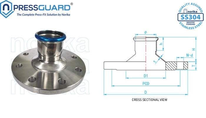 Stainless Steel 304 Press Fit Flange Reduce Socket